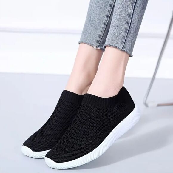 Women's Woven Mesh Running Shoes, Breathable Slip-on Sneakers sz 7.5 - Picture 2 of 8